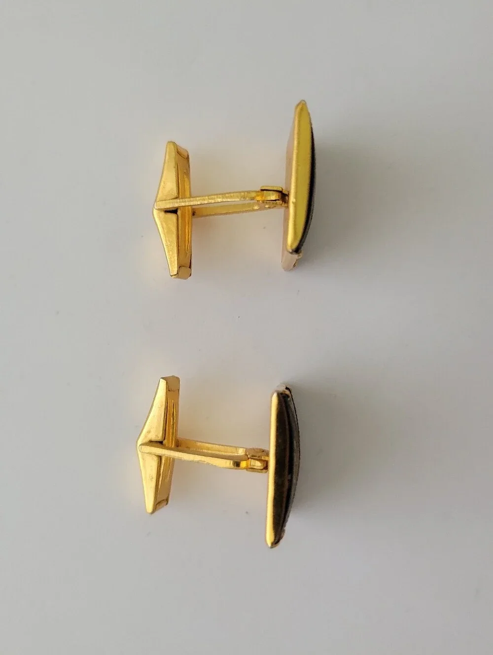Vintage Damascene Mens Cufflinks Gold Plated Black